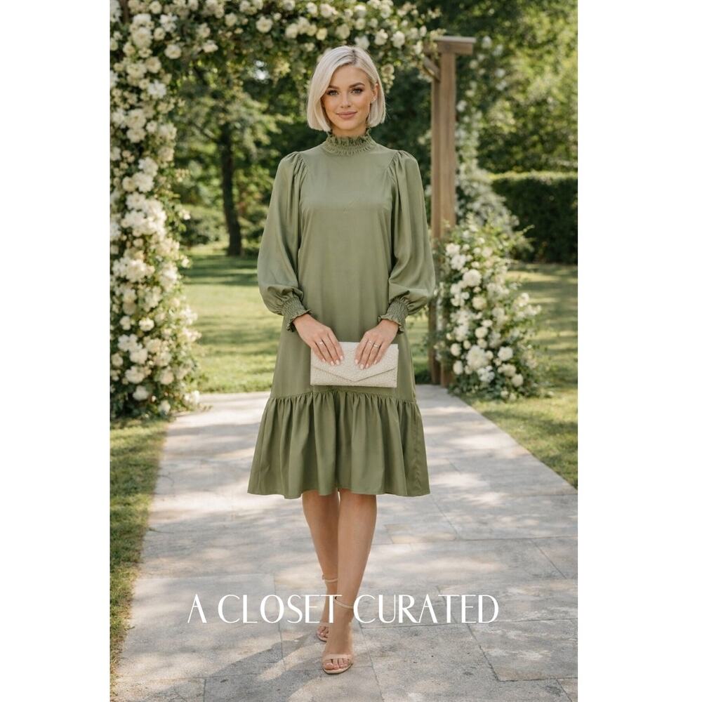 Avavav Smock Ruffle Dress XS Green NEW